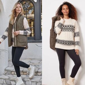 NWT evereve line + dot faire isle sweater geo black white pattern